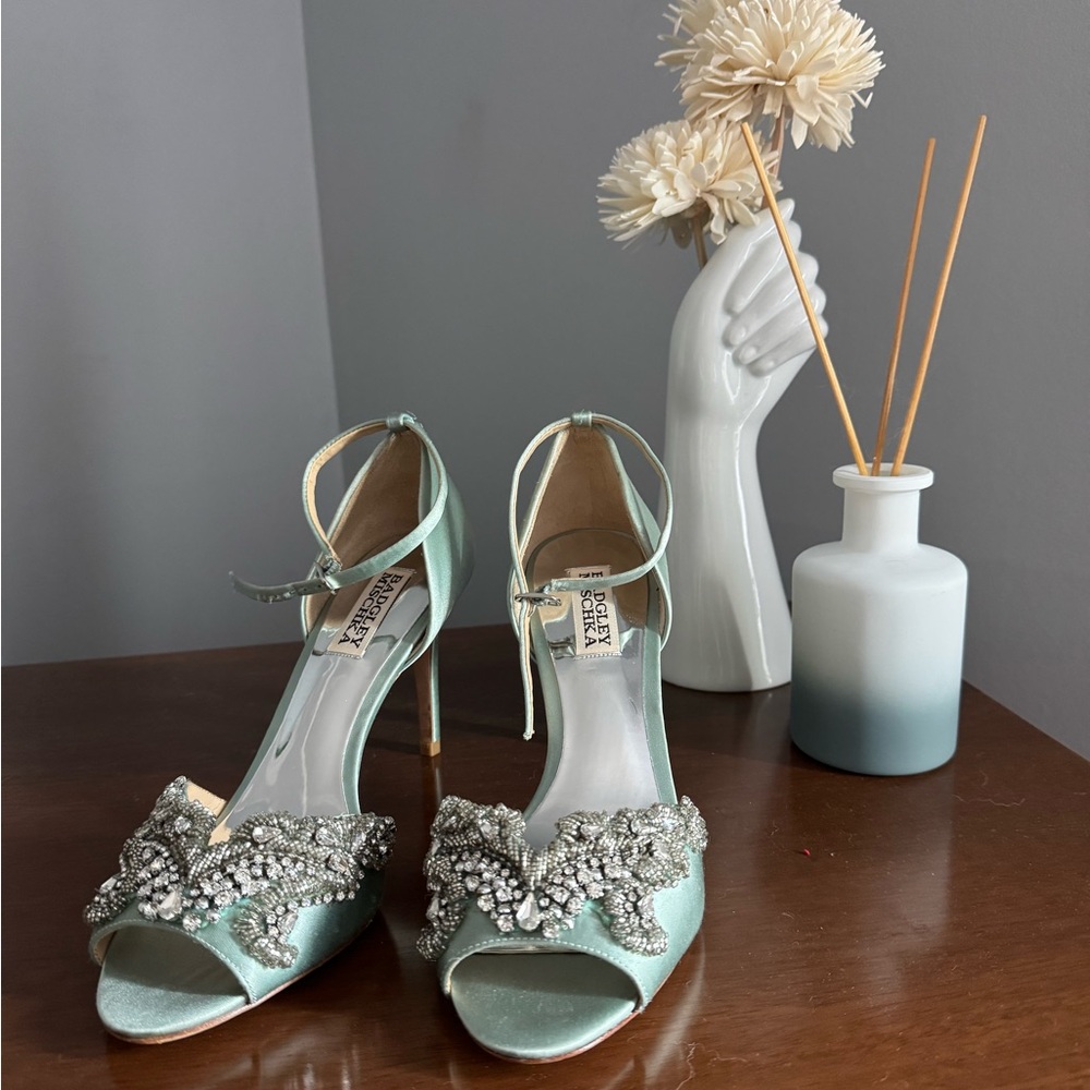 Badgley Mischka Mint Embellished Heels